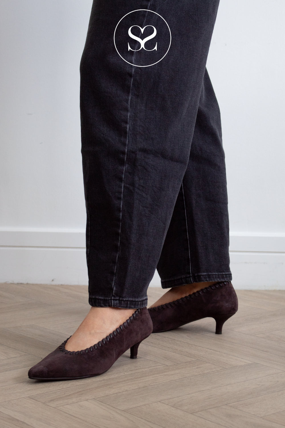 Lodi Brown Suede Kitten Heel Court Shoes - A-Diana