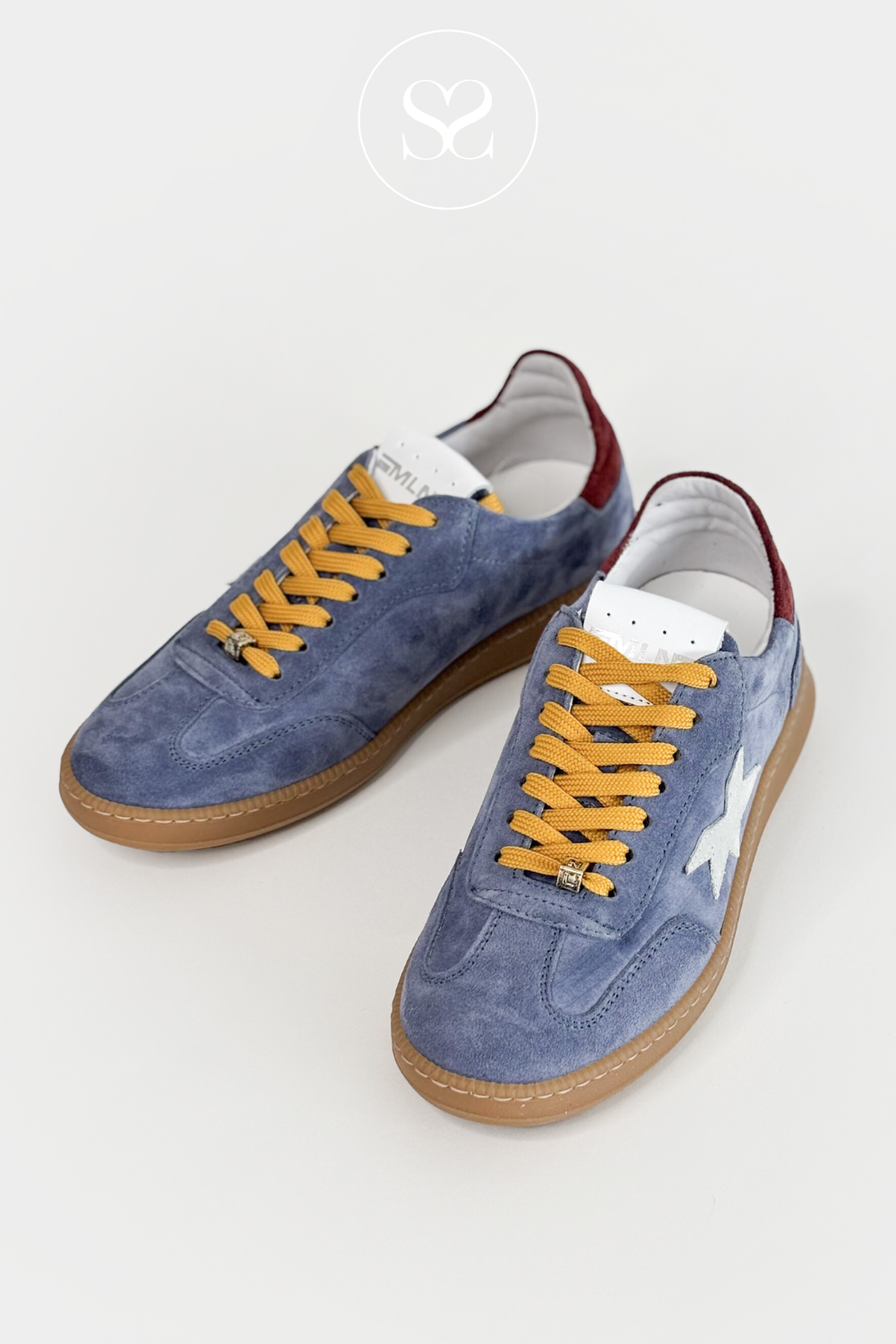 MELINE W-99 BLUE LACE UP TRAINERS WITH REMVABLE INSOLE.