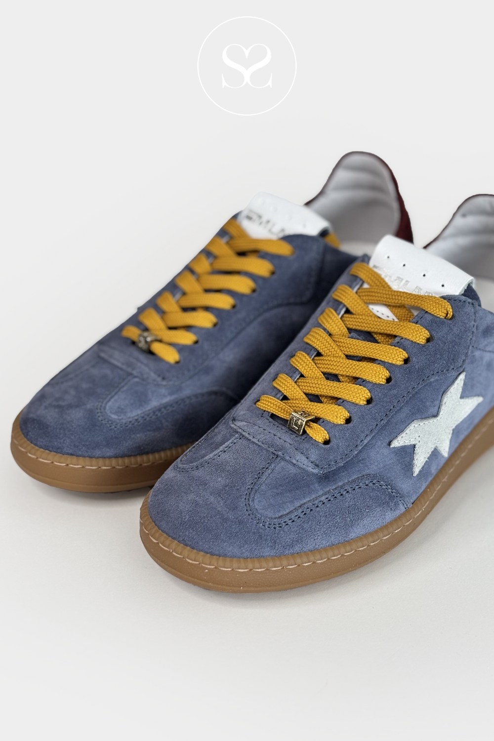 MELINE W-99 BLUE TRAINER WITH YELLOW LACE, SOFT AND COMFORTABLE