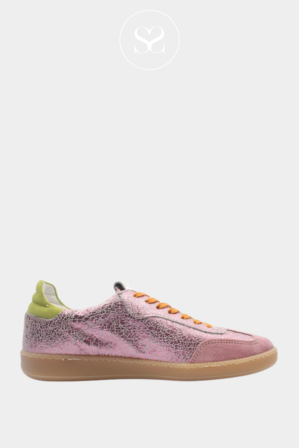 Meline R526 crackled pink metallic low profile trainers