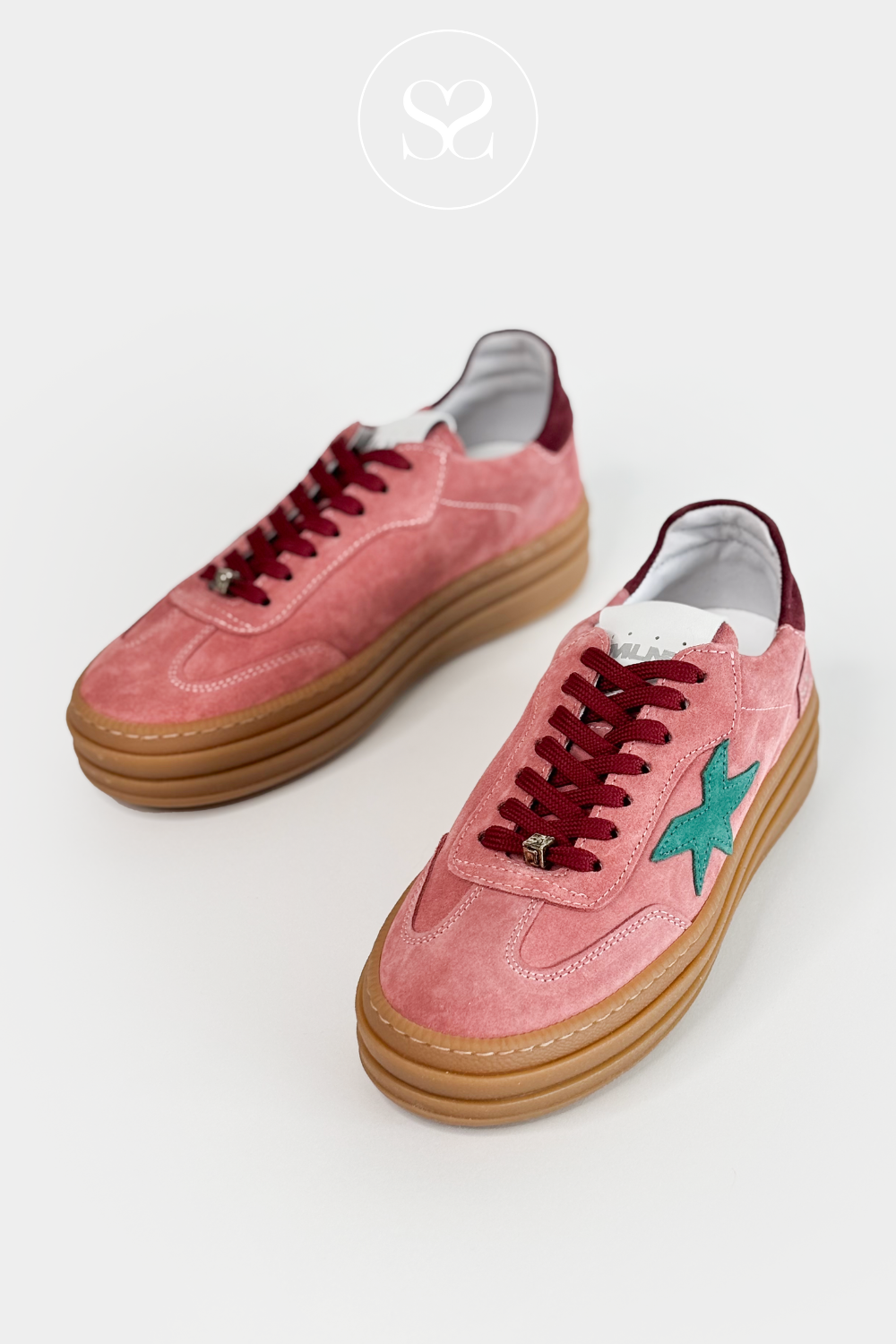 MELINE W-93 PINK SUEDE COLOURFUL LACE UP SNEAKERS