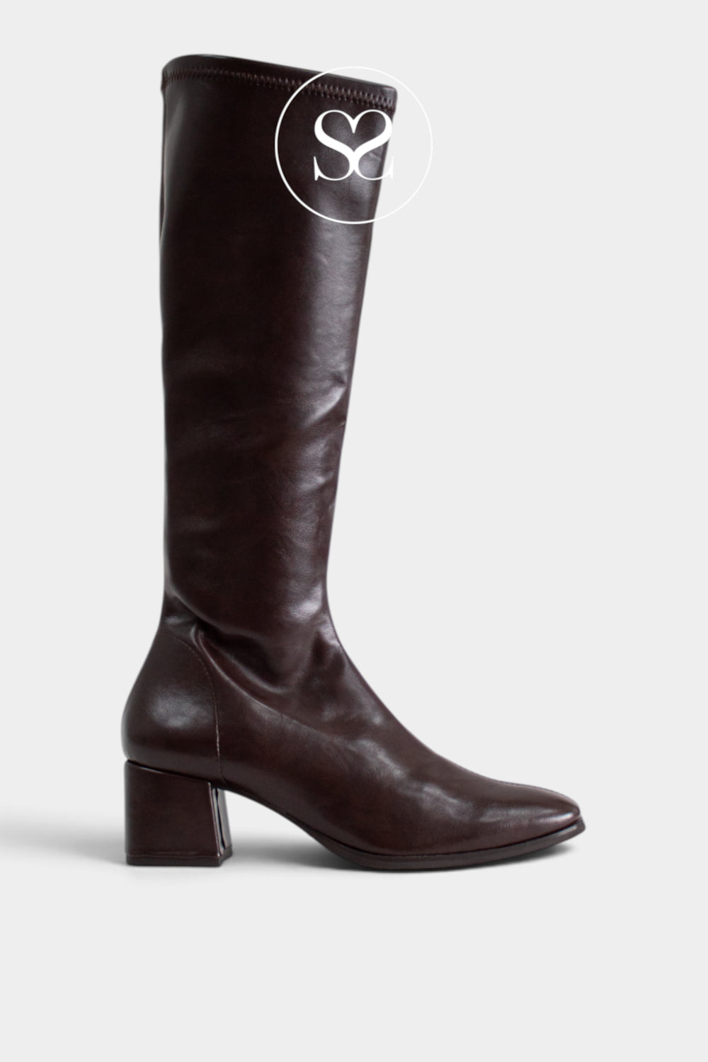 Miss Elastic Chocolate Brown Heeled Knee High Boots - 75310