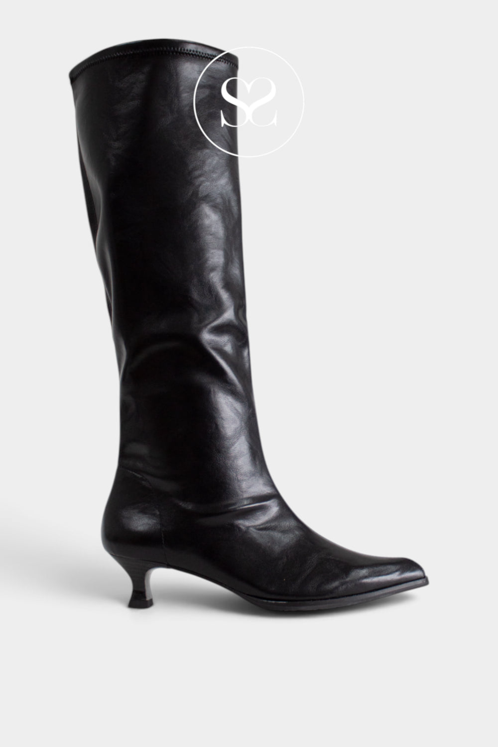 Miss Elastic Black Knee High Slouch Boots - 75336