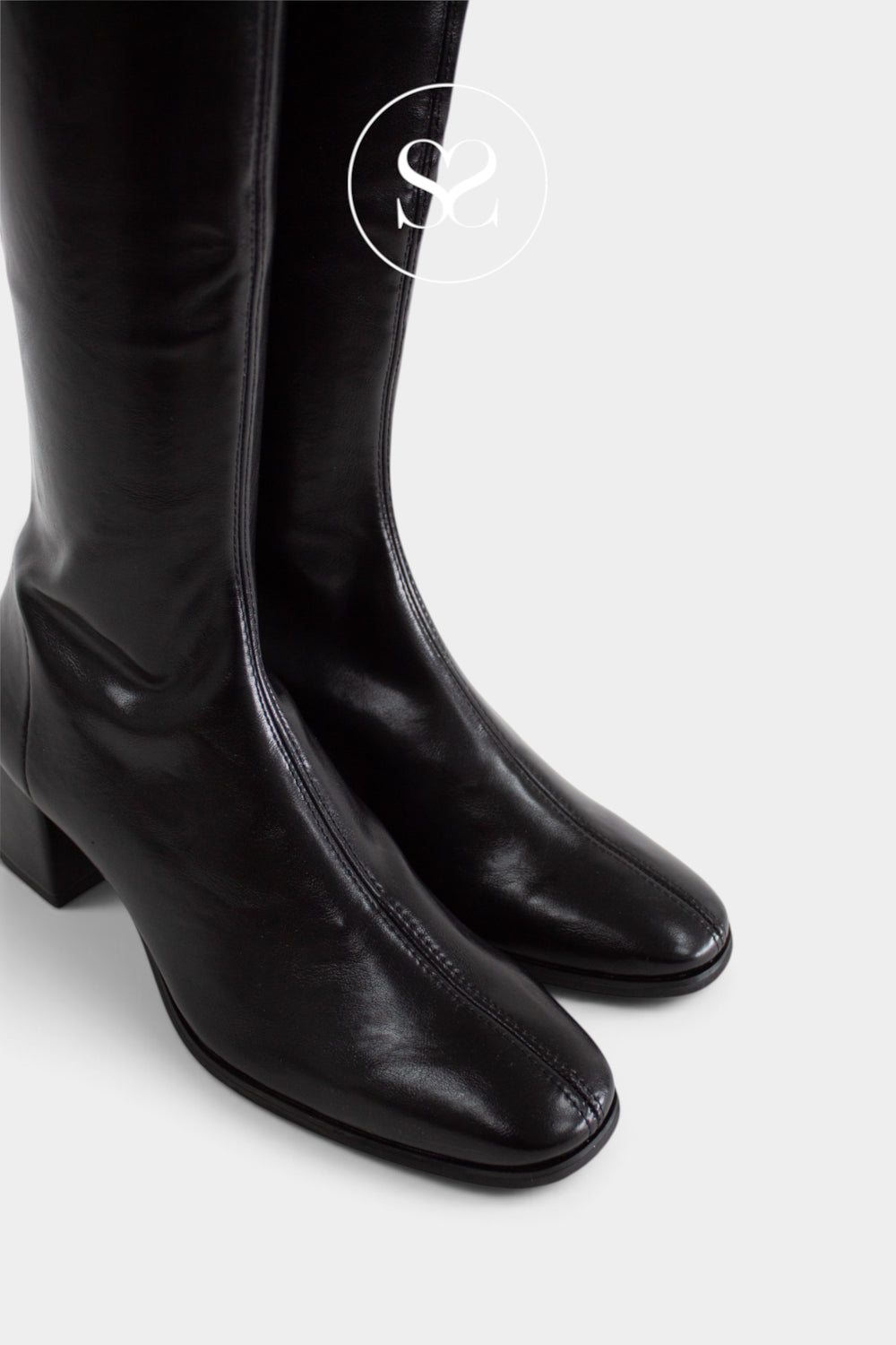 Miss Elastic Black Heeled Knee High Boots - 75310