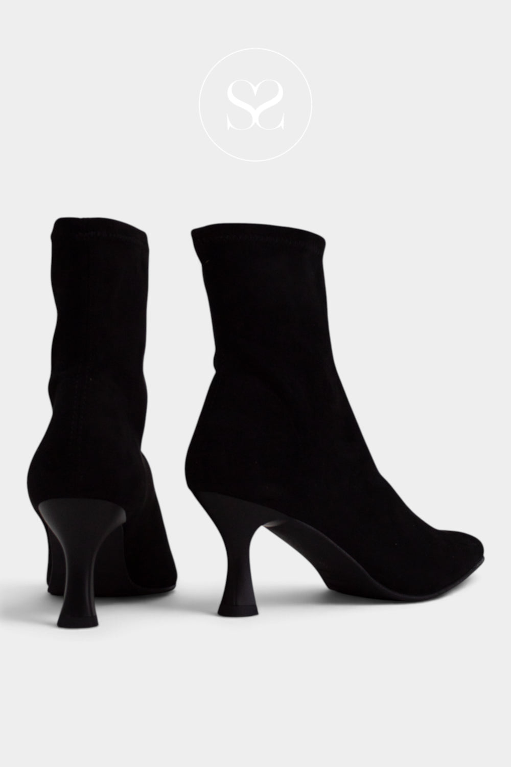 Miss Elastic Black Suede Pull-on Sock Boots — 78042 Ireland