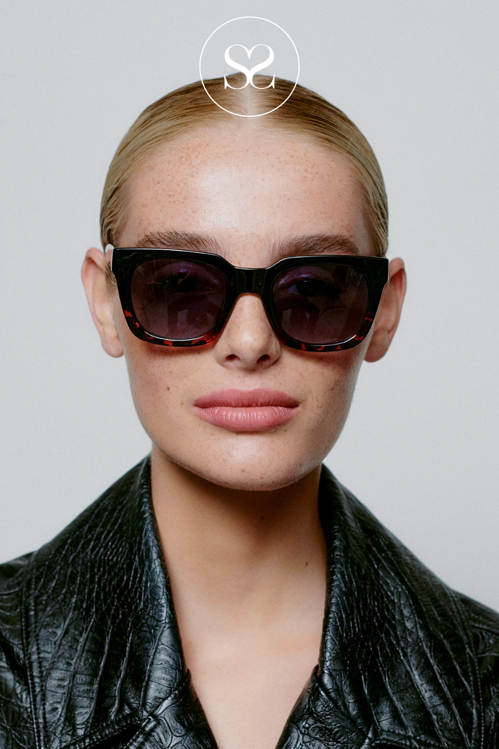 WOMENS BLACK DEMI TORTOISE SUNGLASSES - NANCY