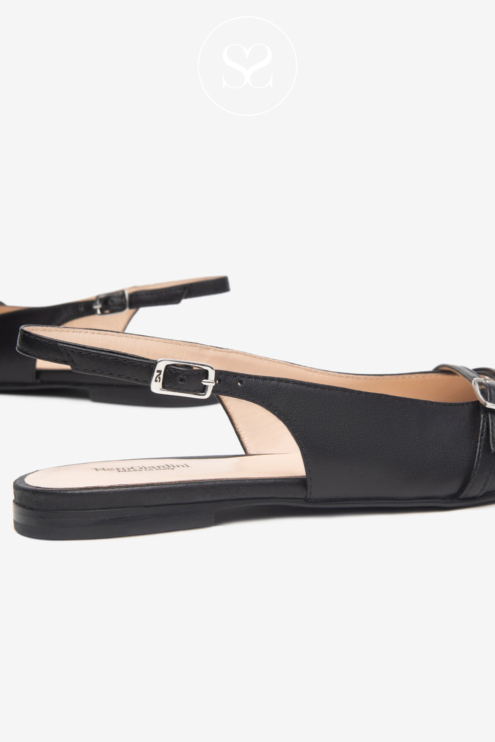 NERO GIARDINI E512360D BLACK LEATHER SLINGBACK SHOES