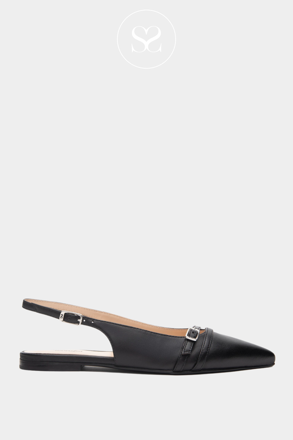 NERO GIARDINI E512360D BLACK LEATHER SLINGBACK SHOES
