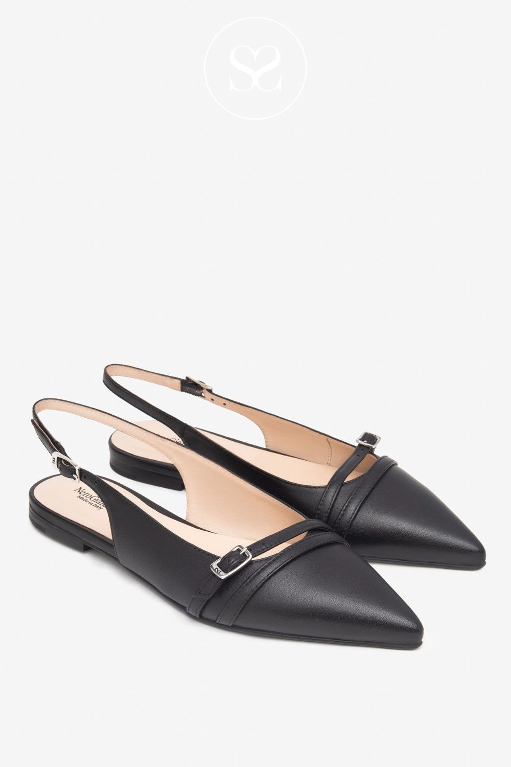 NERO GIARDINI E512360D BLACK LEATHER SLINGBACK SHOES