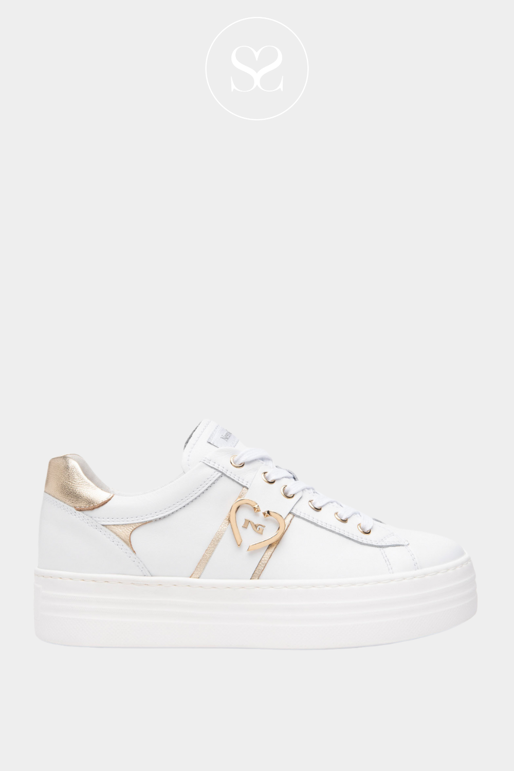 NERO GIARDINI E513022D WHITE LEATHER FLATFORM TRAINERS