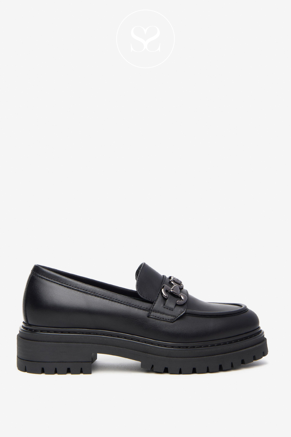 NERO GIARDINI I411410D CHUNKY BLACK LEATHER LOAFERS