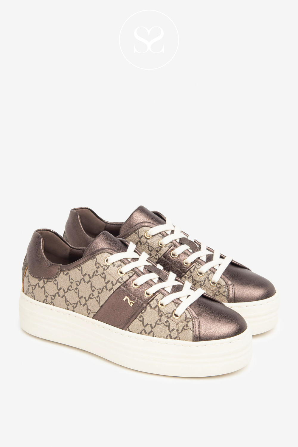 BRONZE AND BEIGE PLATFORM TRAINERS FROM NERO GIARDINI