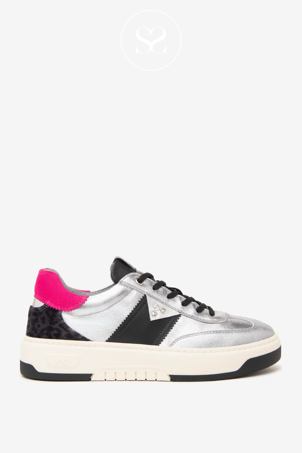 SILVER AND BLACK LEATHER TRAINERS FROM NERO GIARDINI