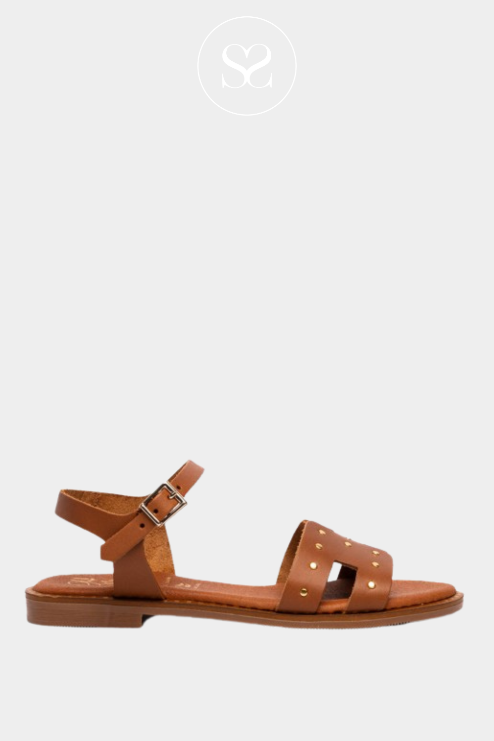 OHMYSANDALS 577 TAN LEATHER SANDALS WITH ADJUSTABLE ANKLE STRAP
