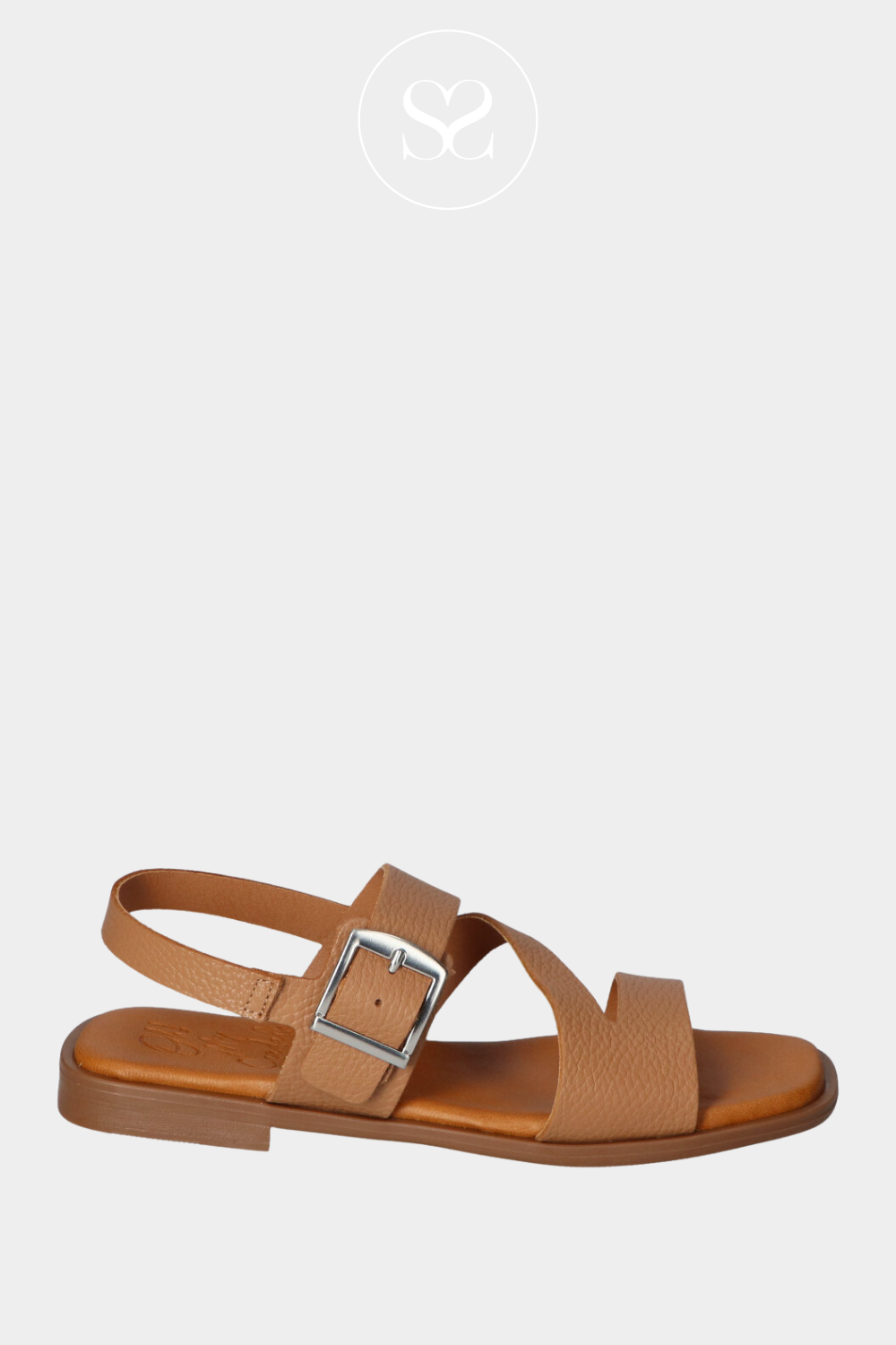 OHMYSANDALS 5581 TAUPE LEATHER SANDALS WITH SILVER BUCKLE ADJUSTABLE STRAP