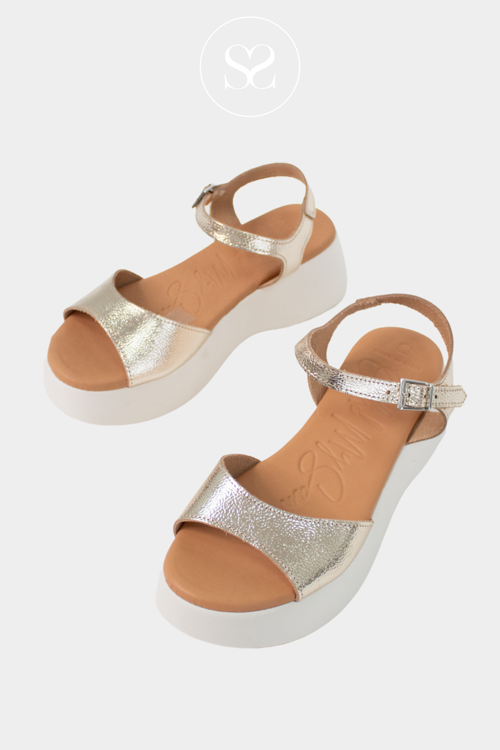 OHMYSANDALS 2628 GOLD WALKING SANDALS WITH ADJUSTABLE ANKLE STRAP