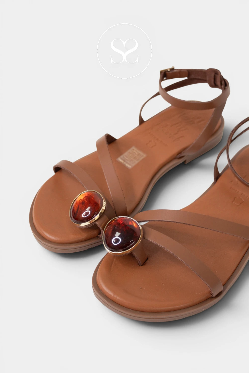 Statement tan flat sandals for women from Oh My Sandals