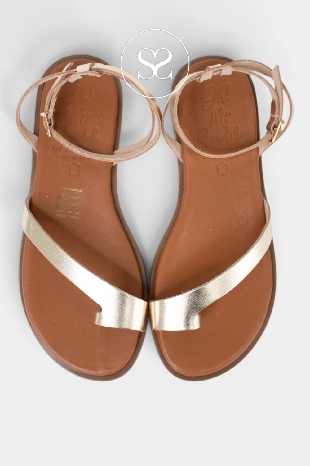 flat gold leather sandals from Oh My Sandals in Ireland
