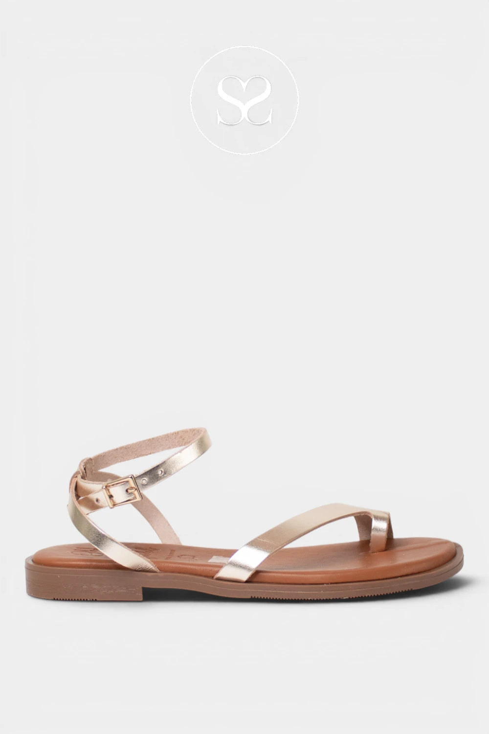 flat gold sandals with ankle strap from Oh My Sandals in Ireland