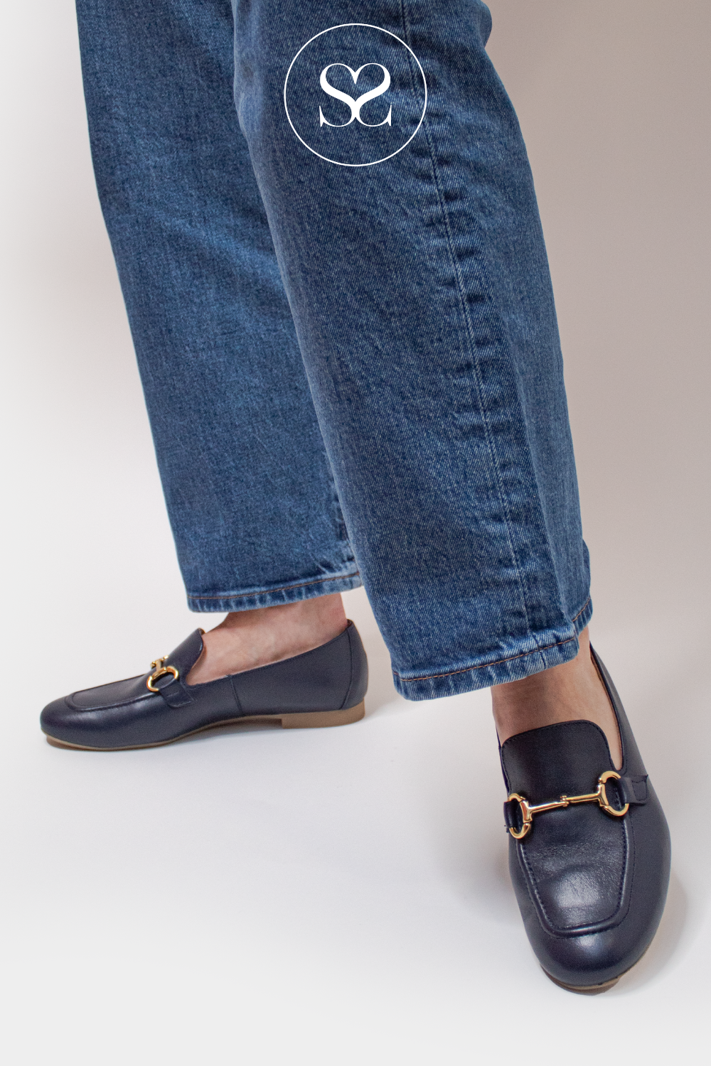 PAUL GREEN 2596 NAVY LEATHER LOAFERS