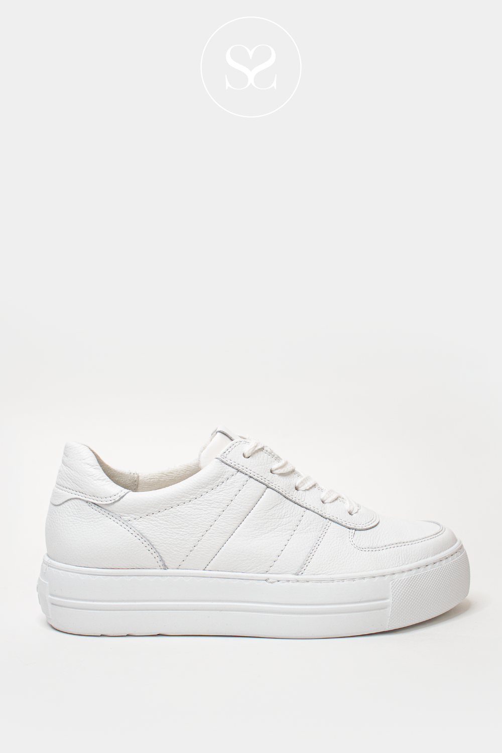PAUL GREEN 5230 WHITE LACED FLATFORM RETRO TRAINERS