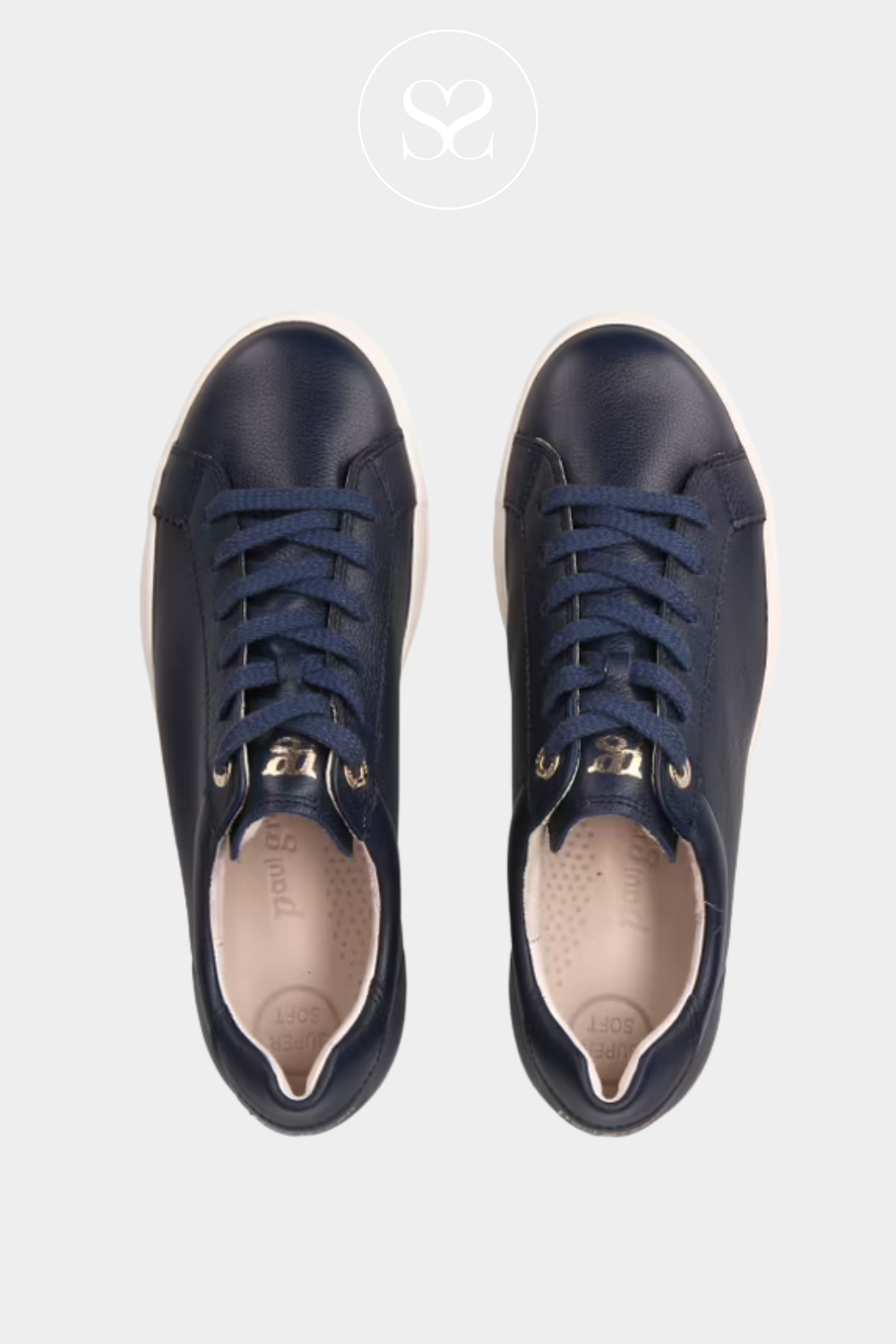 PAUL GREEN 5241 STYLISH NAVY TRAINERS MADE WITH FINE GRAIN LEATHER