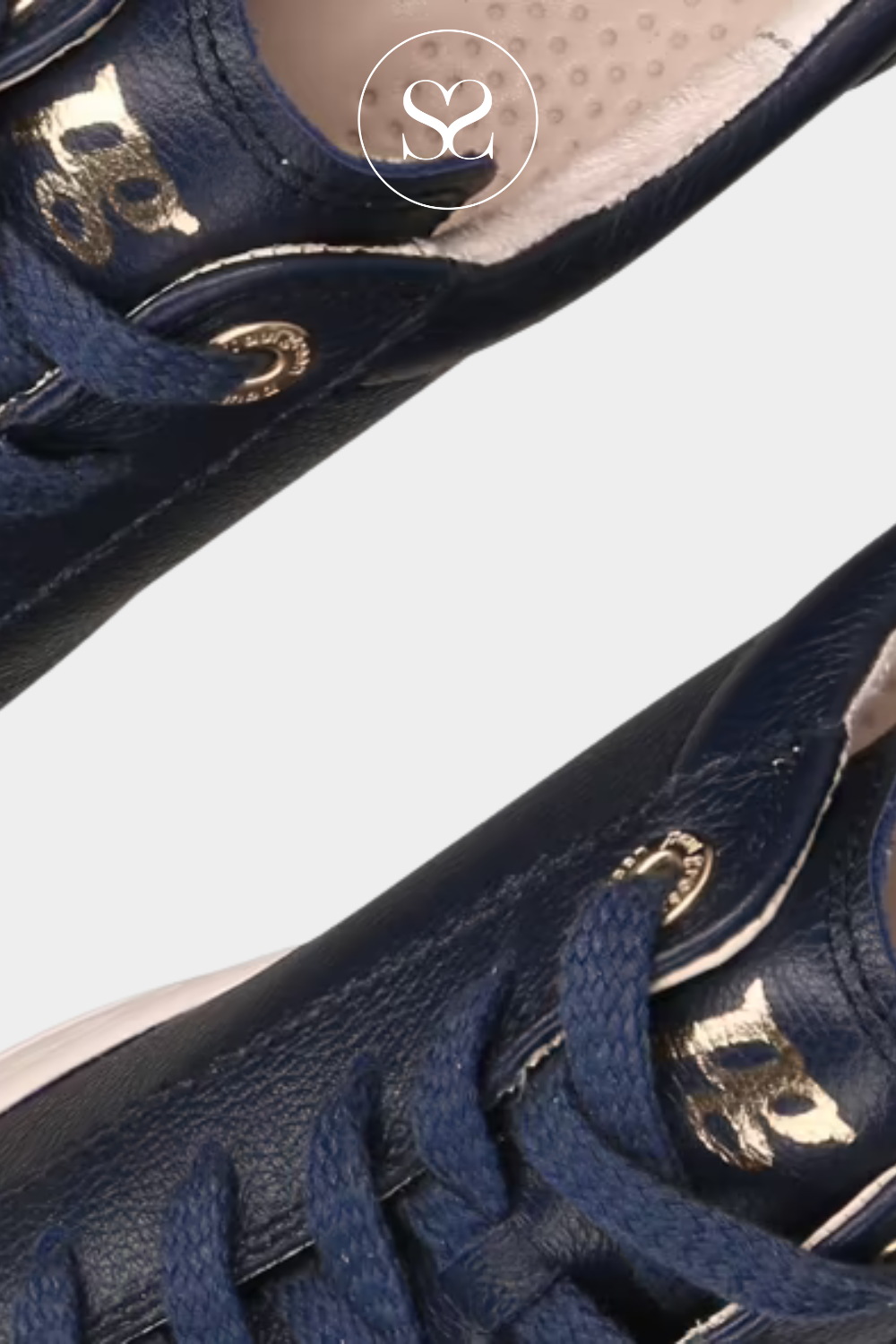 PAUL GREEN 5241 NAVY LEATHER PLATFORM LACE UP TRAINERS