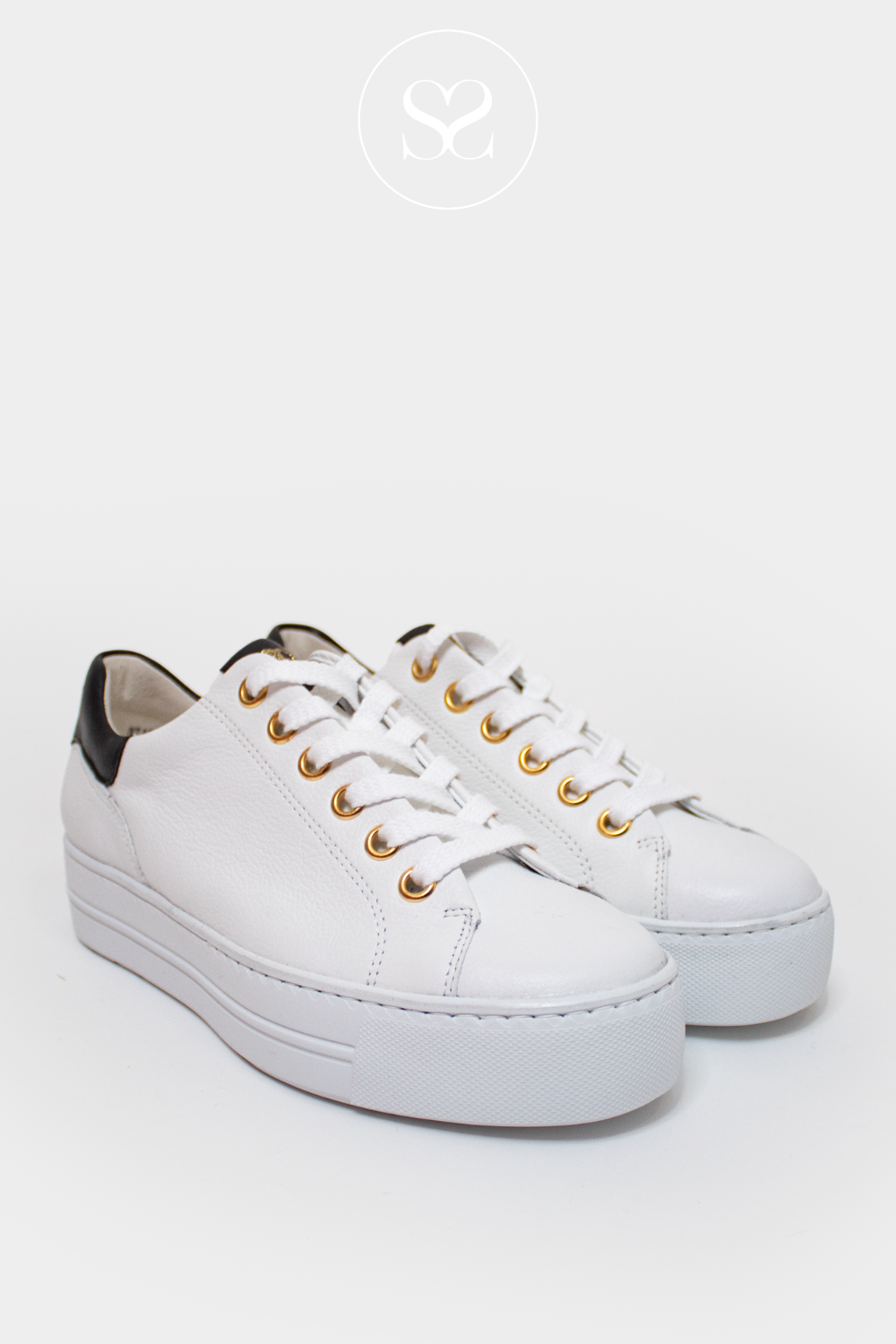 PAUL GREEN 5320 WHITE TRAINERS WITH BLACK IRELAND