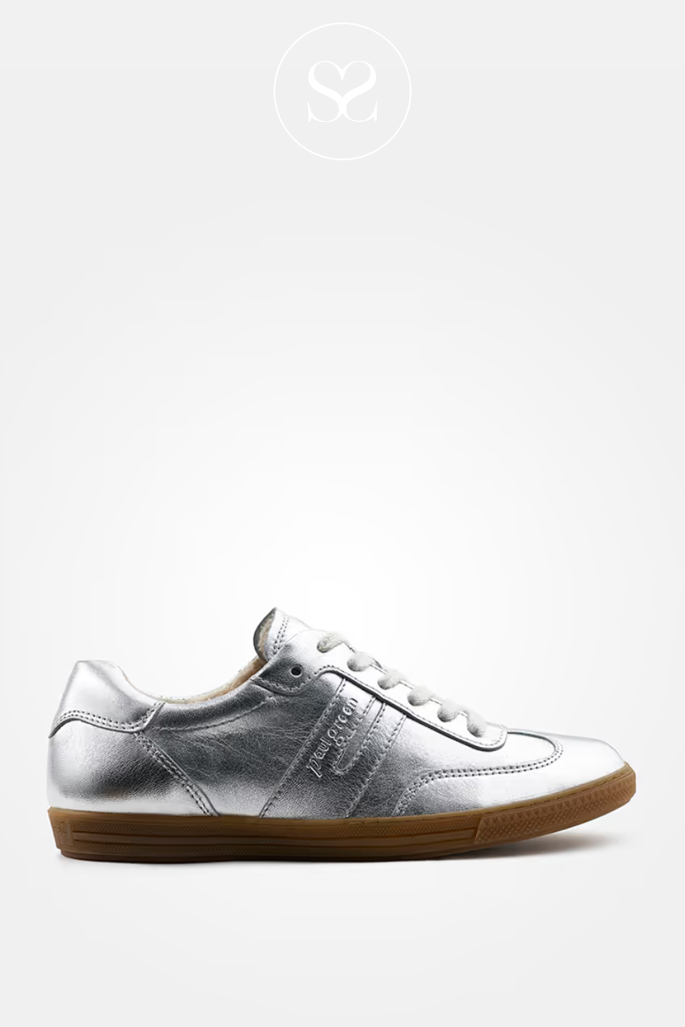PAUL GREEN 5350 SILVER LEATHER TRAINERS PAUL GREEN SHOES IRELAND METALLIC