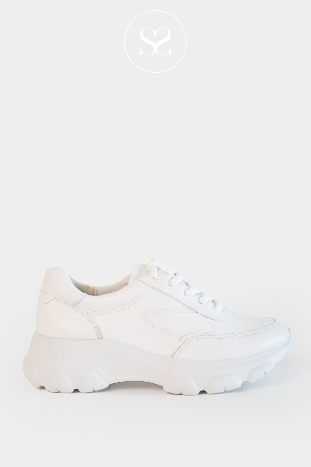 PAUL GREEN 5359 WHITE LEATHER CHUNKY SPORTY TRAINERS