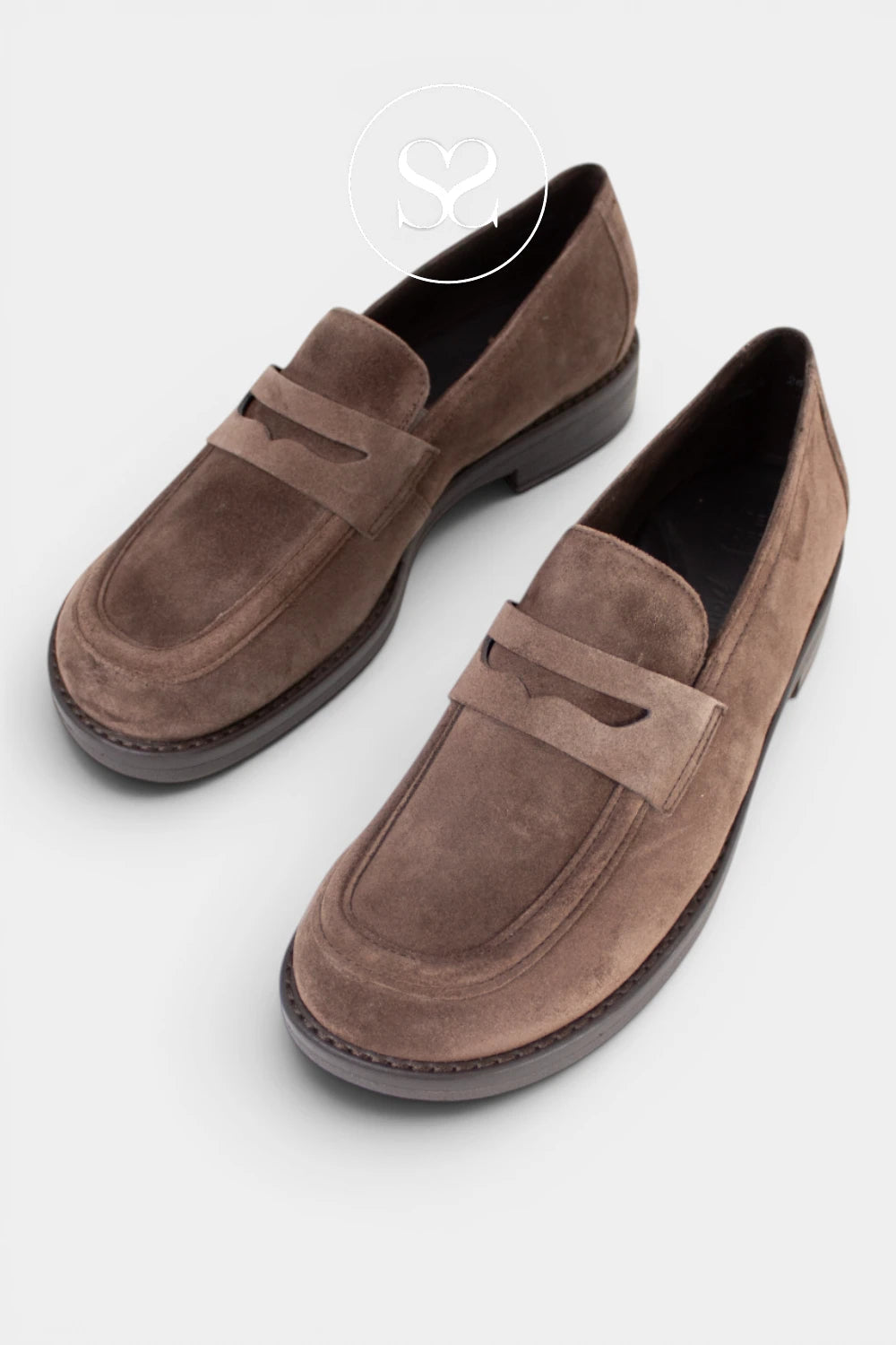 Paul Green Brown Suede Penny Loafers - 1239