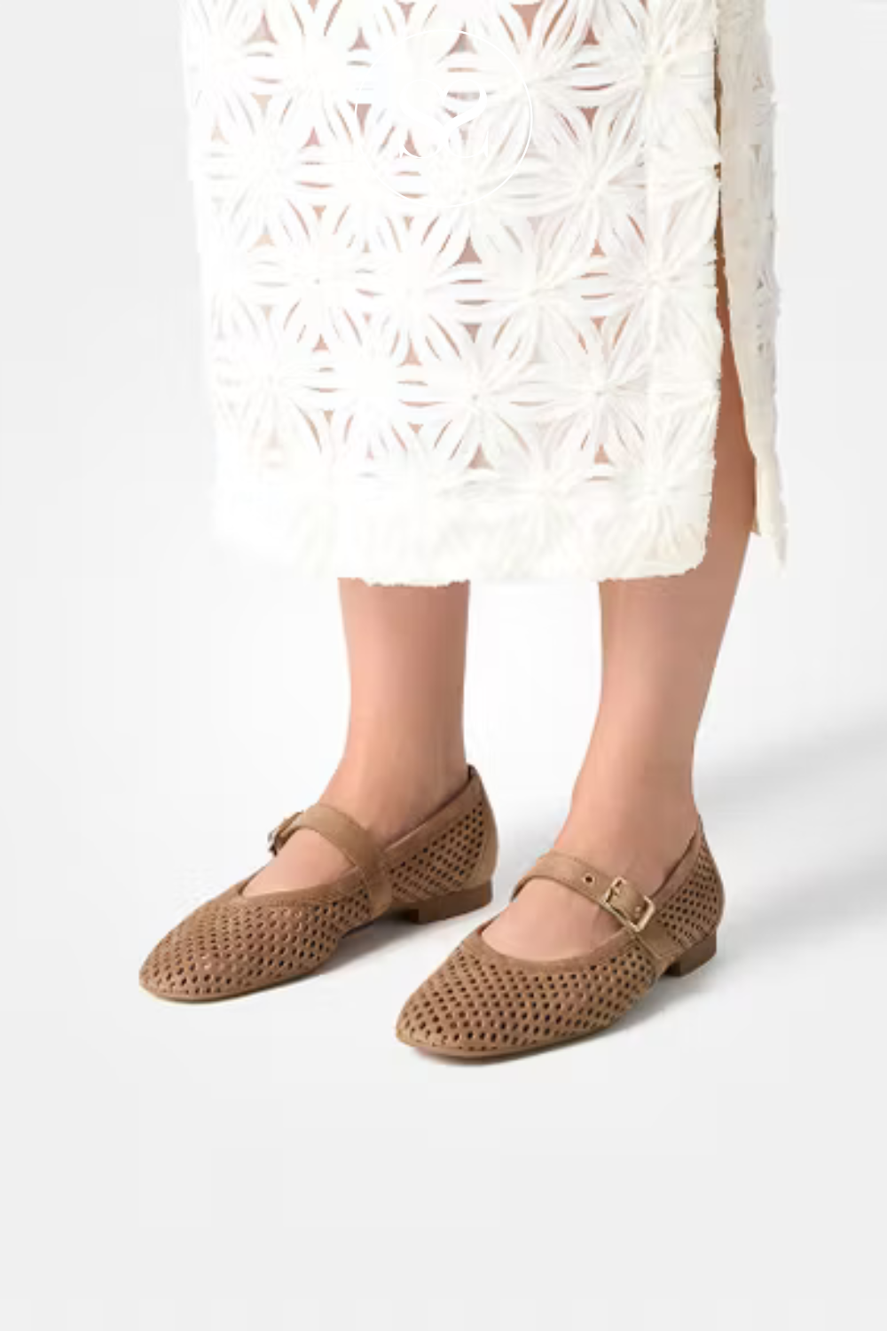 Paul Green loafer style pumps. Flat camel shoe. Adjustable ankle strap. Round toe. Leather footbed. Comfortable everyday shoe