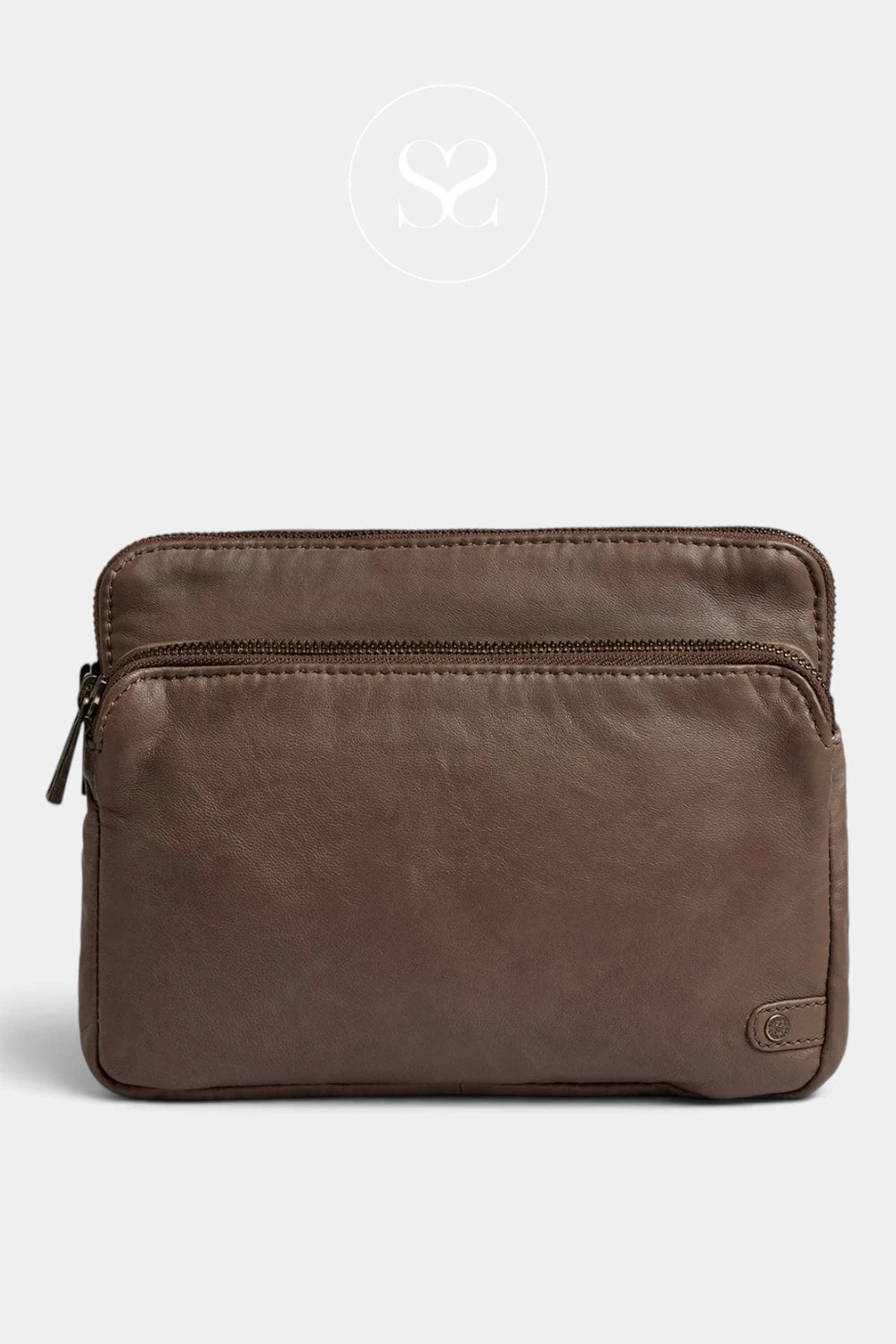Depeche Dark Taupe Leather Crossbody Bag — 17286