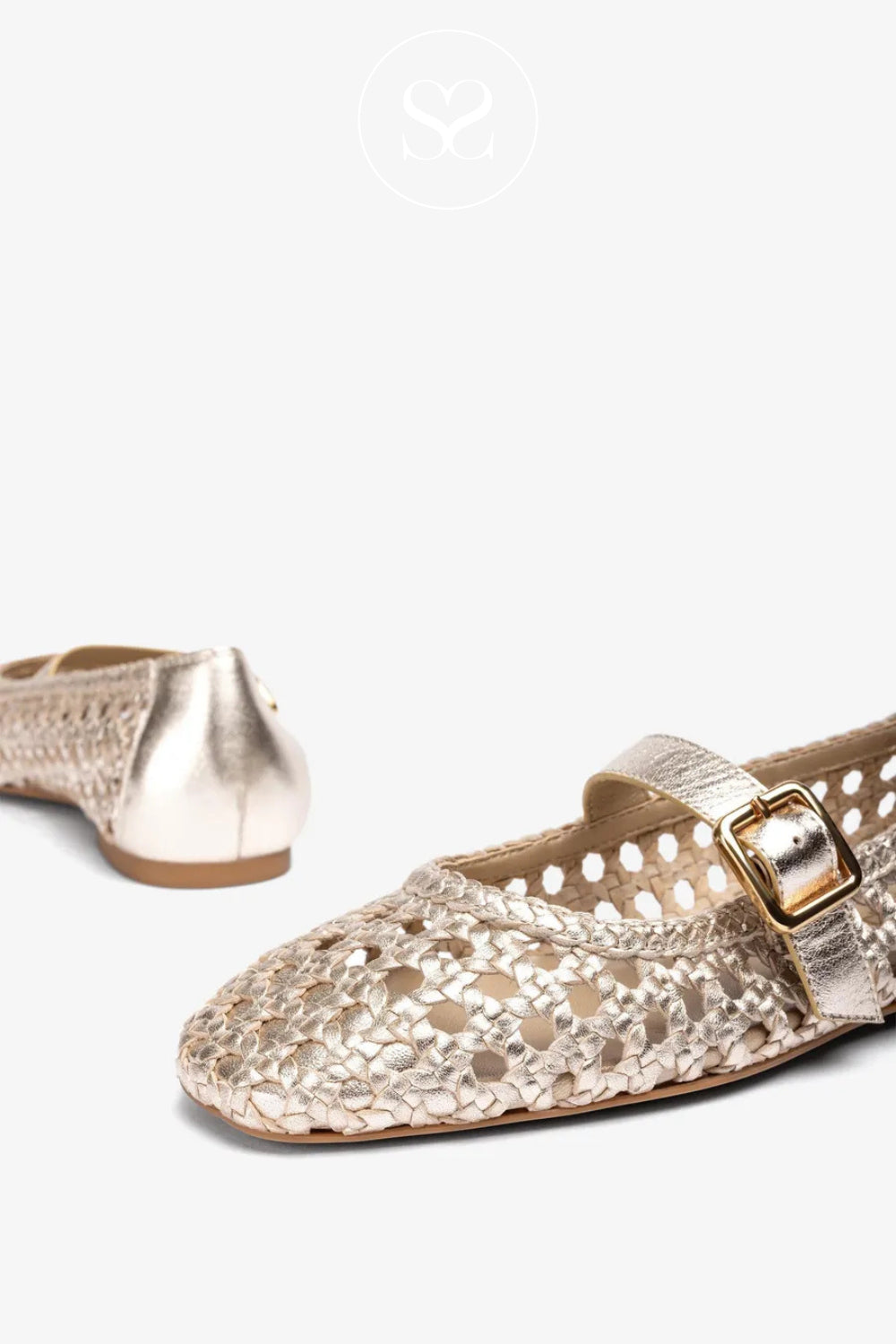 Unisa Gold Mary Jane Shoes With Square Toe -Ireland