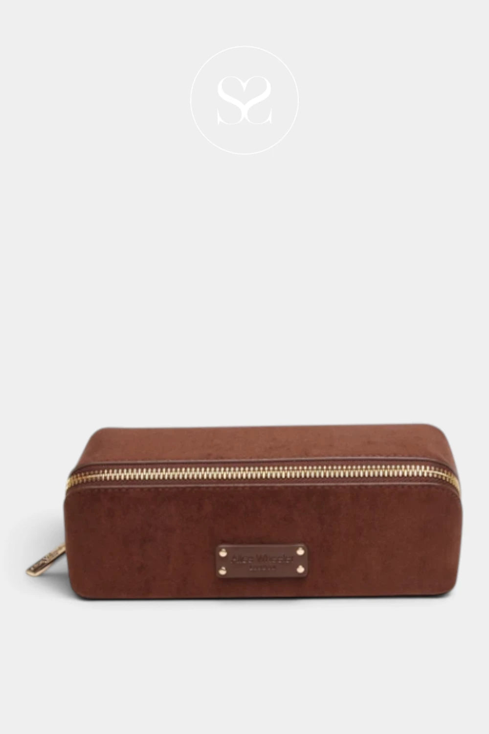 Alice Wheeler Chocolate Suede Small Train Case - Kensington (S)