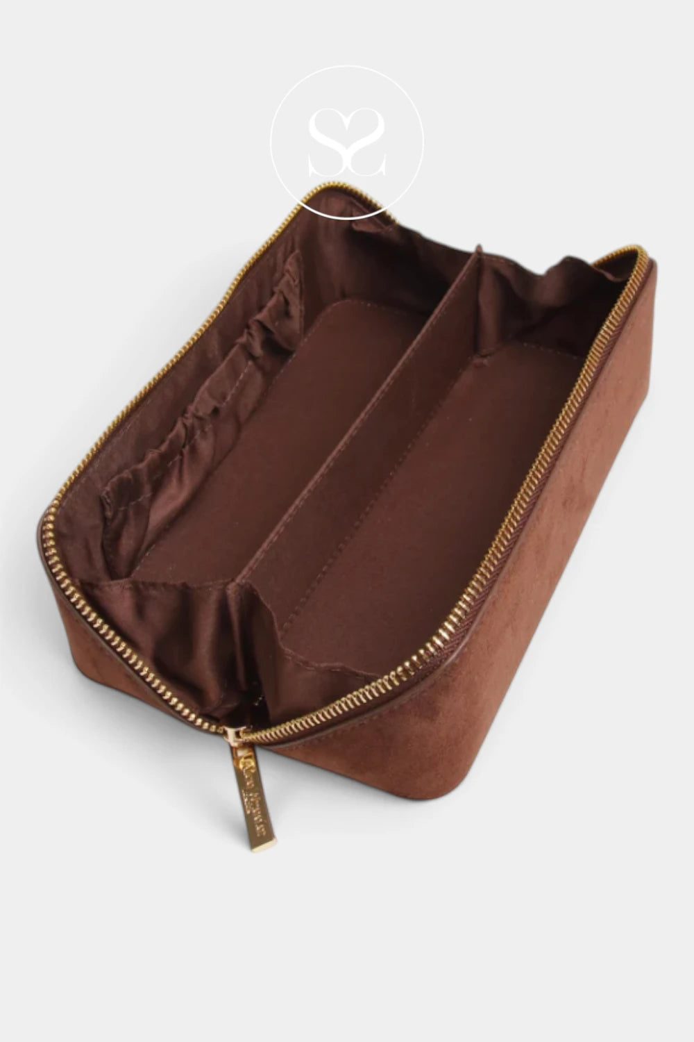 Alice Wheeler Chocolate Suede Small Train Case - Kensington (S)