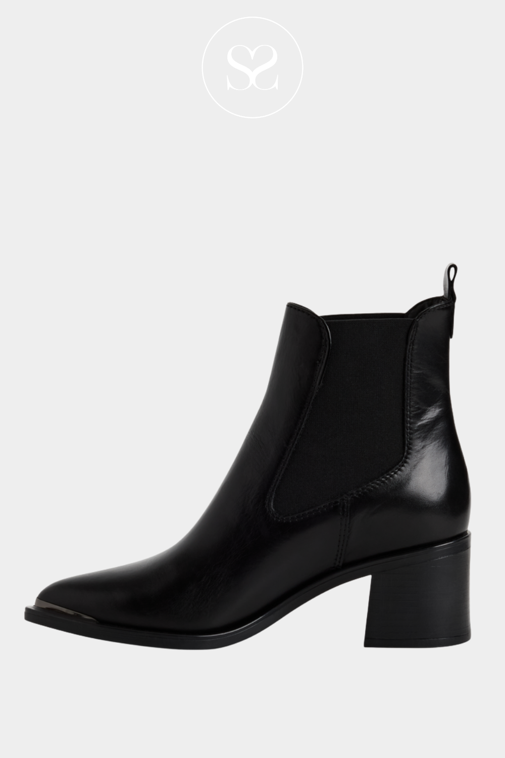 TAMARIS 1-25301-45-003 BLACK LEATHER BLOCK HEEL BOOTS