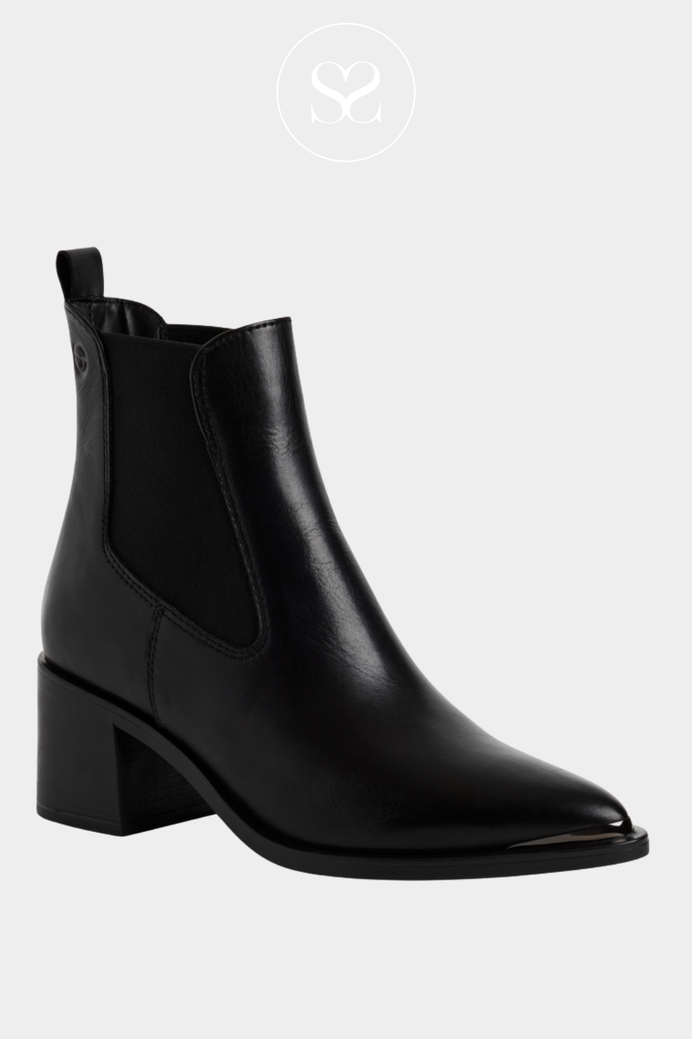 TAMARIS 1-25301-45-003 BLACK LEATHER SOFT POINTED TOE BOOT