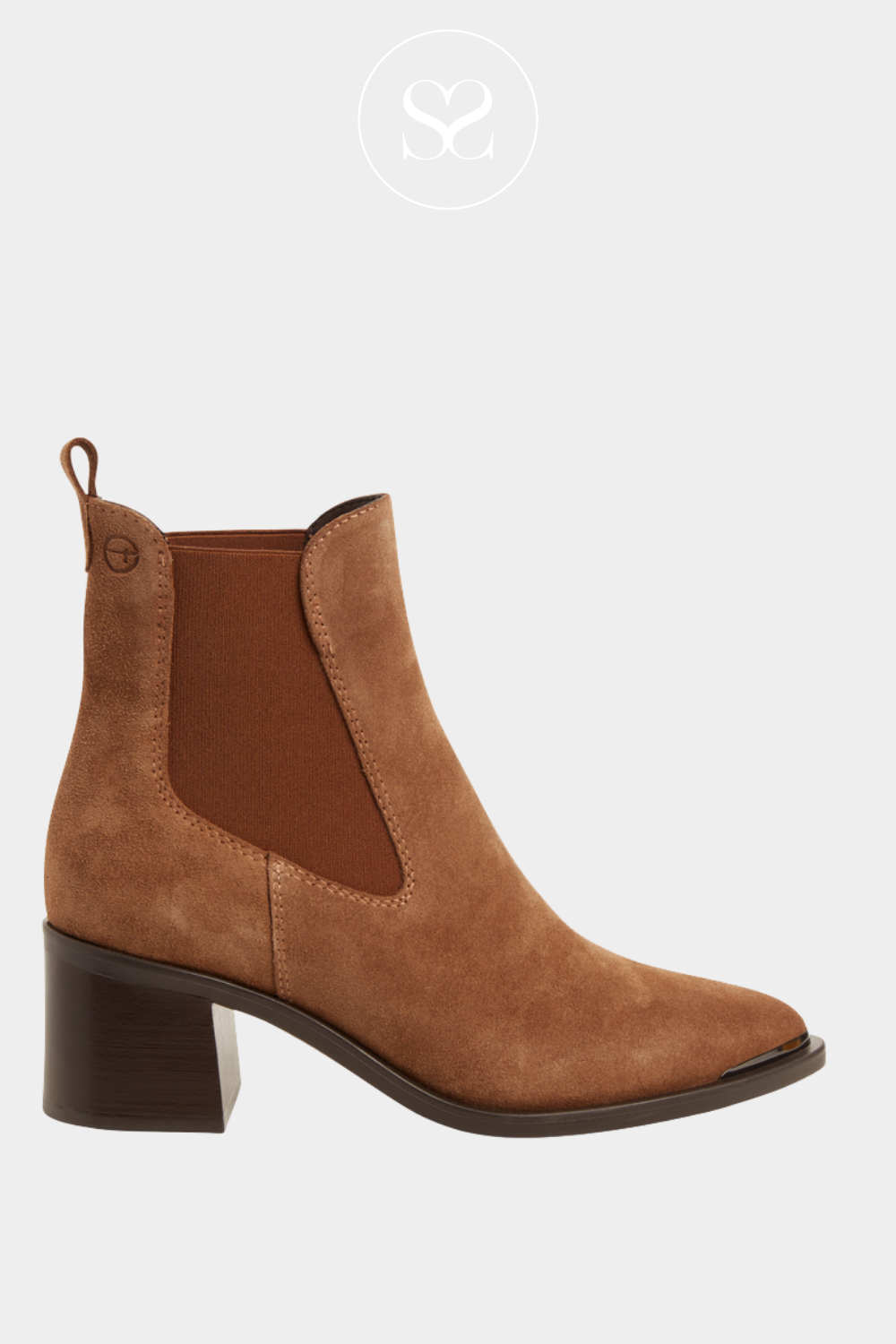 TAMARIS 1-25301-45-300 TAN SUEDE PULL-ON STYLE BLOCK HEEL BOOTS