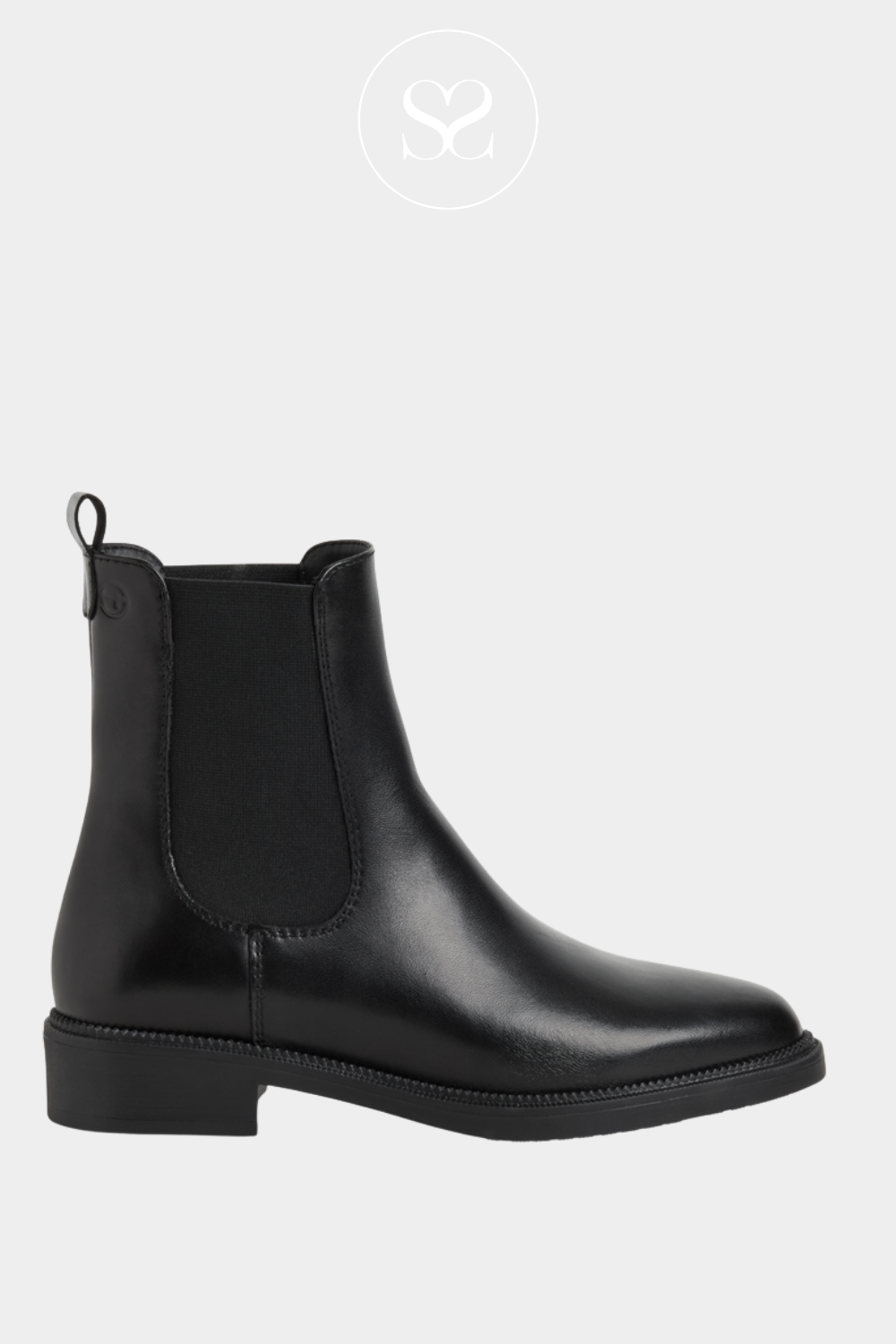 TAMARIS 1-25302-45-001 BLACK LEATHER PULL-ON STYLE BOOT