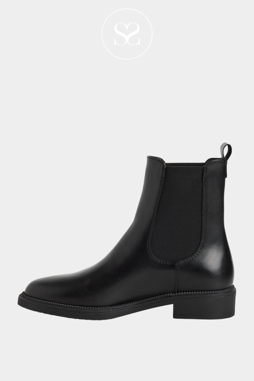 TAMARIS 1-25302-45-001 BLACK LEATHER STRETCH BLOCK HEEL BOOTS