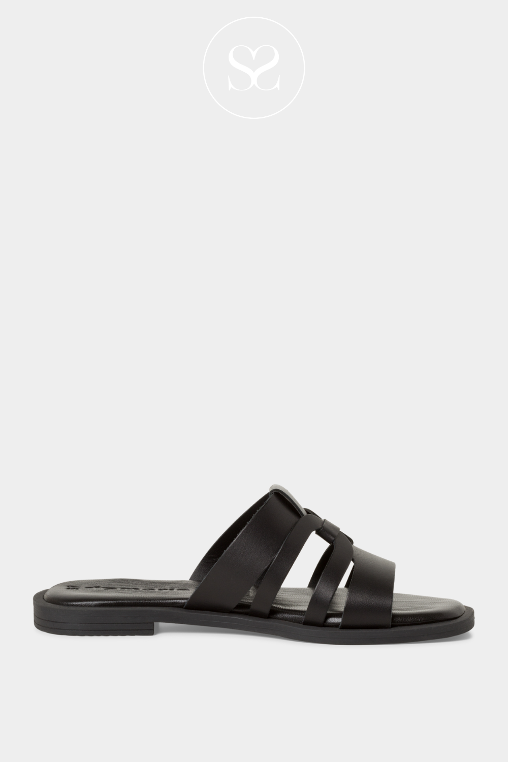 Tamaris 1-27103-42 Black Leather Slip on Sandals