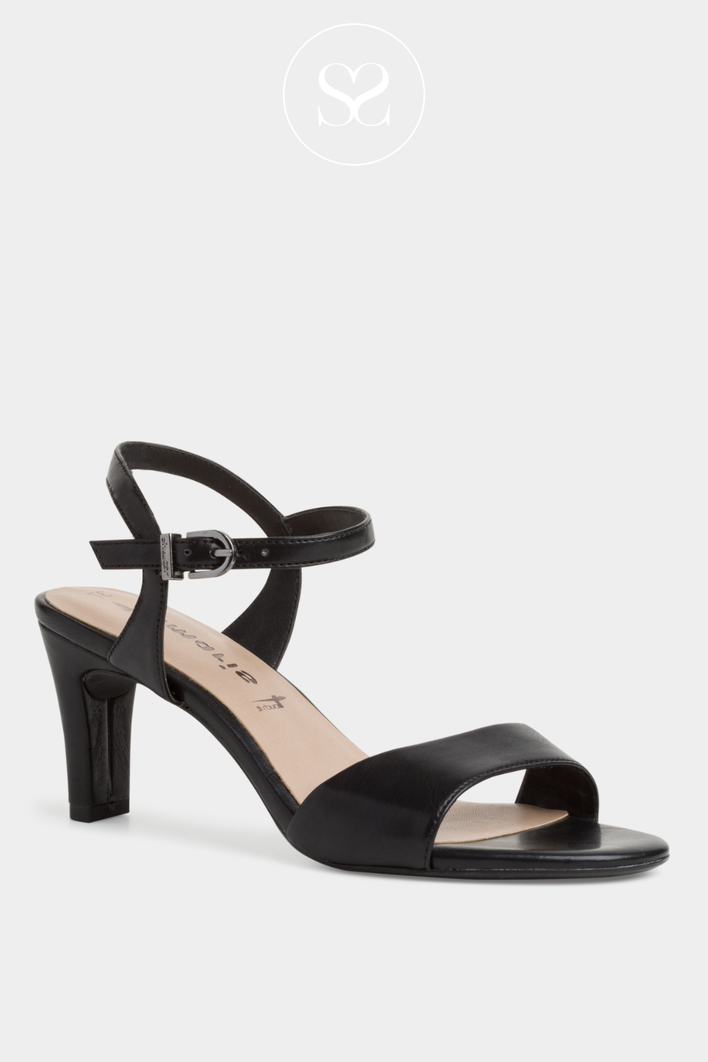 TAMARIS 1-28008-42 BLACK BARELY THERE LOW HEELED SANDALS WITH AN ADJUSTABLE ANKLE STRAP