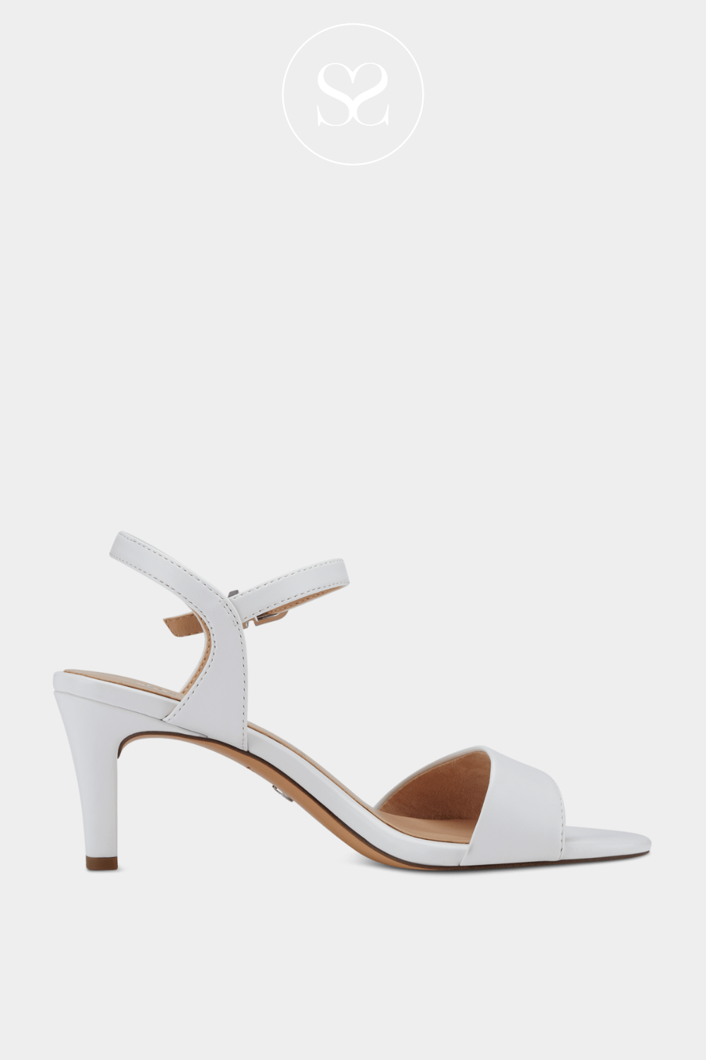 TAMARIS 1-28008-42 WHITE LOW HEELED SANDALS WITH ADJUSTABLE ANKLE STRAP