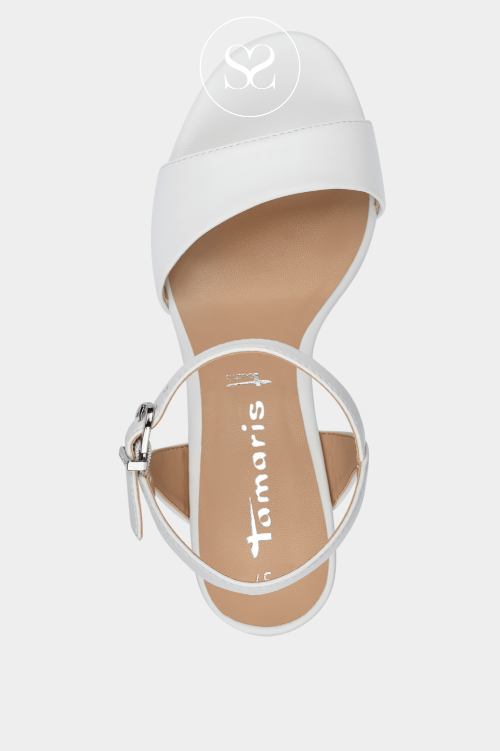TAMARIS 1-28008-42 WHITE LOW HEELED SANDALS WITH ADJUSTABLE ANKLE STRAP