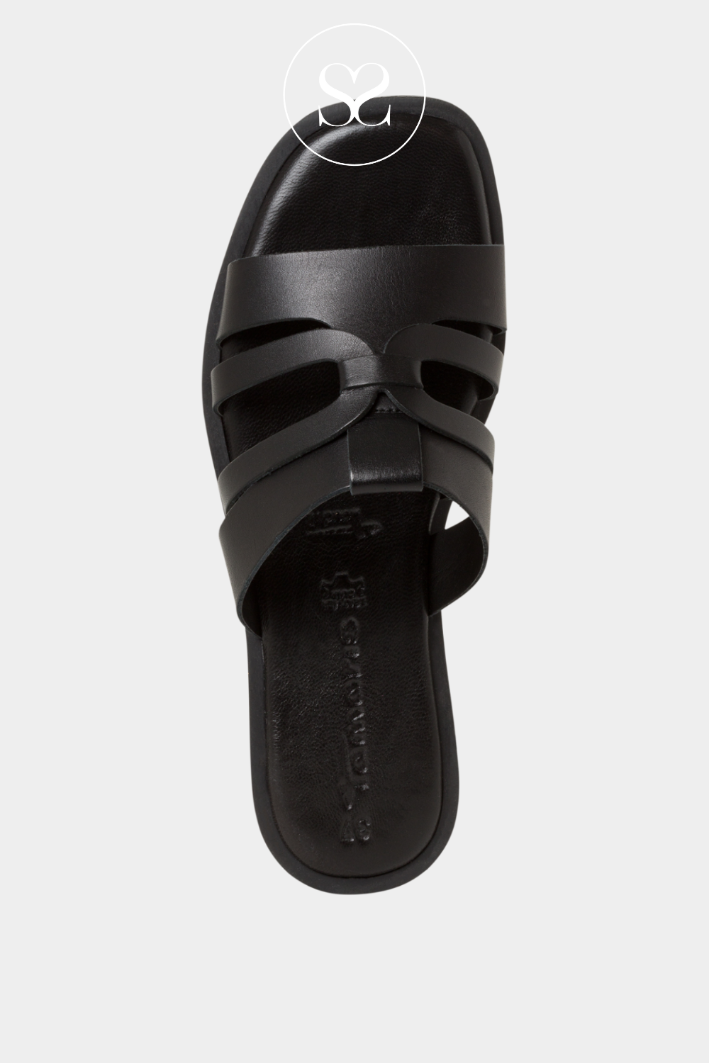 Tamaris 1-27103-42 Black Leather Slip on Sandals