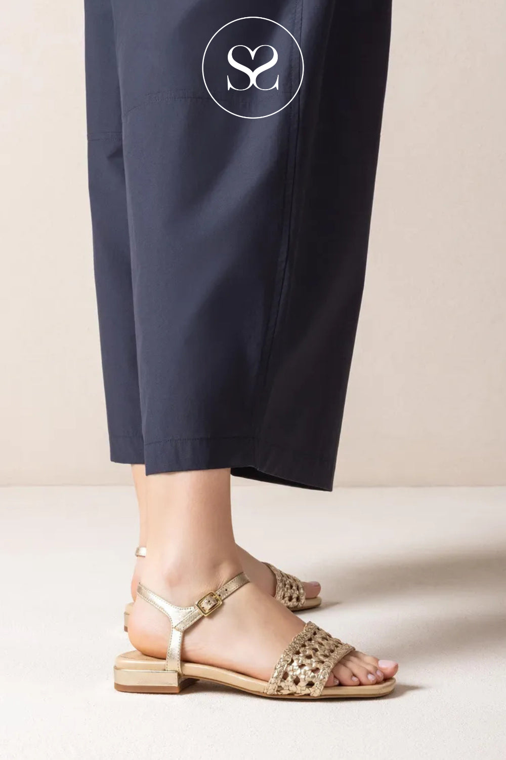 comfortable gold leather braided sandals for everyday from Unisa