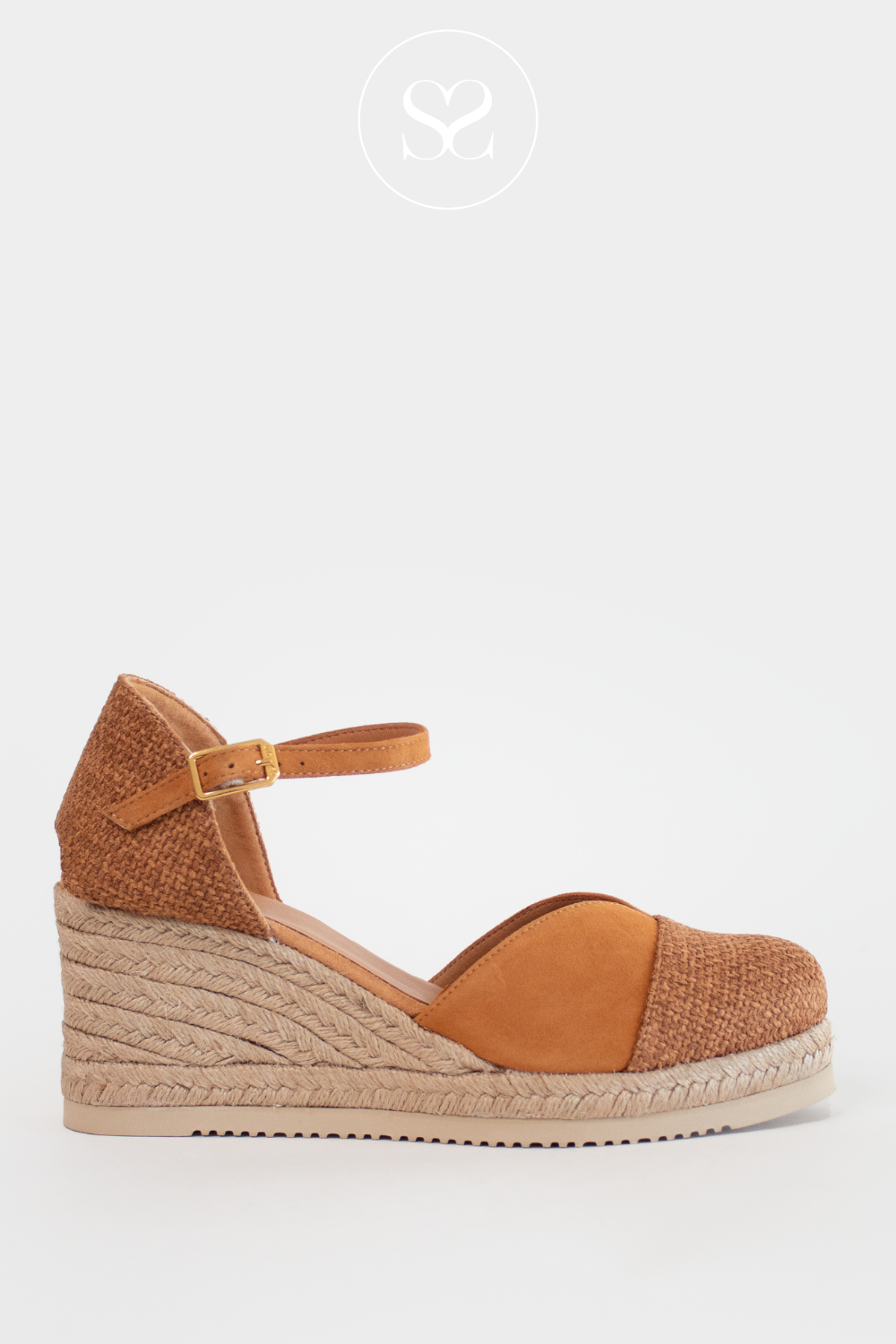 UNISA CESH TAN LEATHER WEDGE ESPADRILLE SANDALS