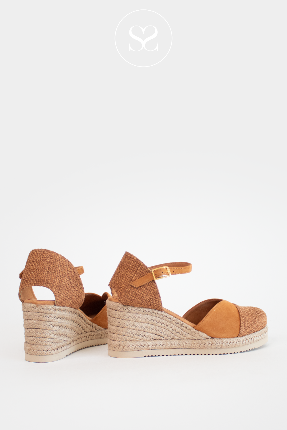 UNISA CESH TAN LEATHER WEDGE ESPADRILLE SANDALS