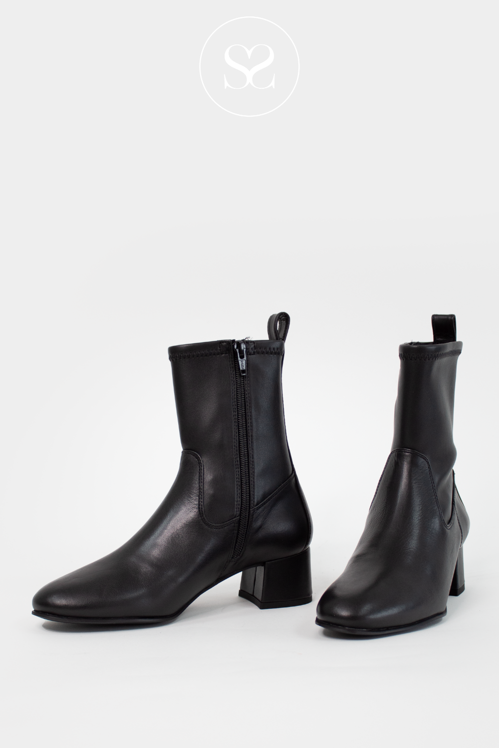 UNISA LEMICO BLACK BLOCK HEEL SOCK BOOTS LEMICO
